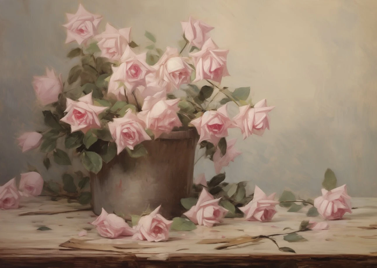 

Цветы в антикварной вазе печать на холсте