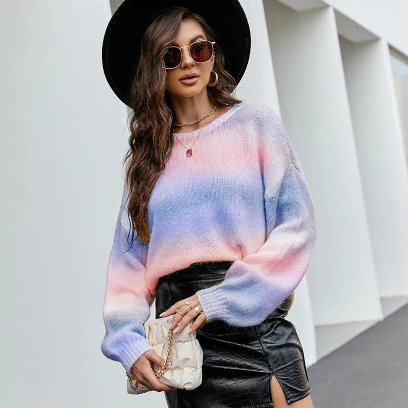 

Women Sweater O Neck Knitted New Chic Streetwear Sweaters Ladies Stripe Warm Sweaters Women Simple Basic Tops Female