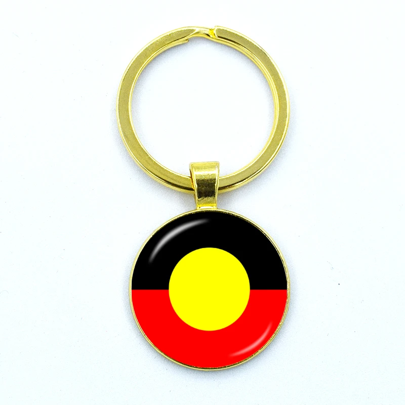 

Australian Aboriginal Flag National Emblem Keychain Keyring Jewelry Pendant Convex Glass Keychain Friends Gift