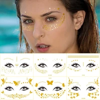 flash tattoo stickers gold face temporary tattoo waterproof cover freckles eye decals bar party girls metal makeup tattoos