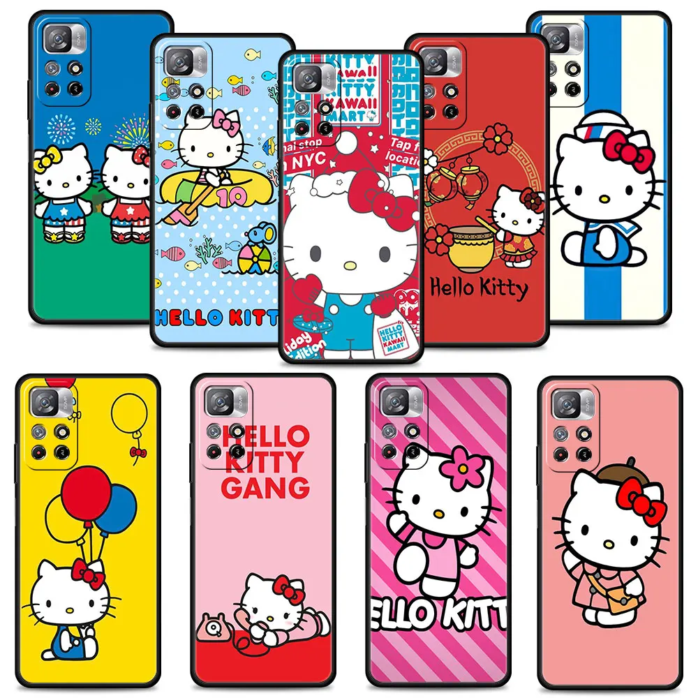 

Hot Cartoon Hello Kitty Phone Case For Redmi Note 11 11S 11T 11S 10 9 8 8T 9T 9S Pro 9C 9A 10C K40 K40S K50 Soft Cover
