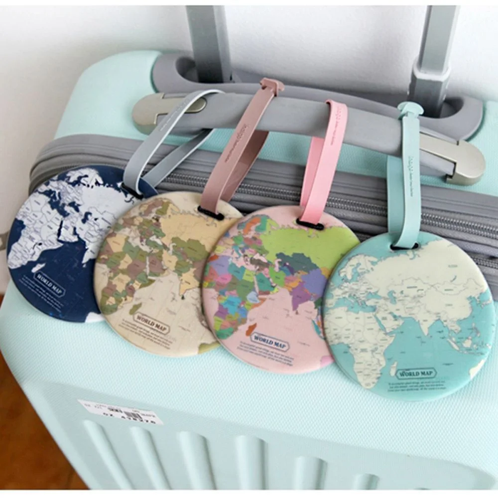 

Модная круглая бирка для багажа с картой, Женские аксессуары для путешествий, силиконовый гелевый держатель для чемодана с идентификационным адресом, бирка для багажа, портативная бирка