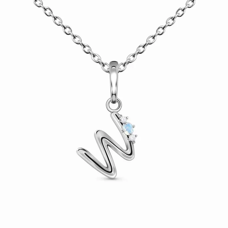 

S925 Sterling Silver Letter W Moonstone Charm Necklace Ladies Light Luxury Niche Design Fashion Jewelry Party First Choice