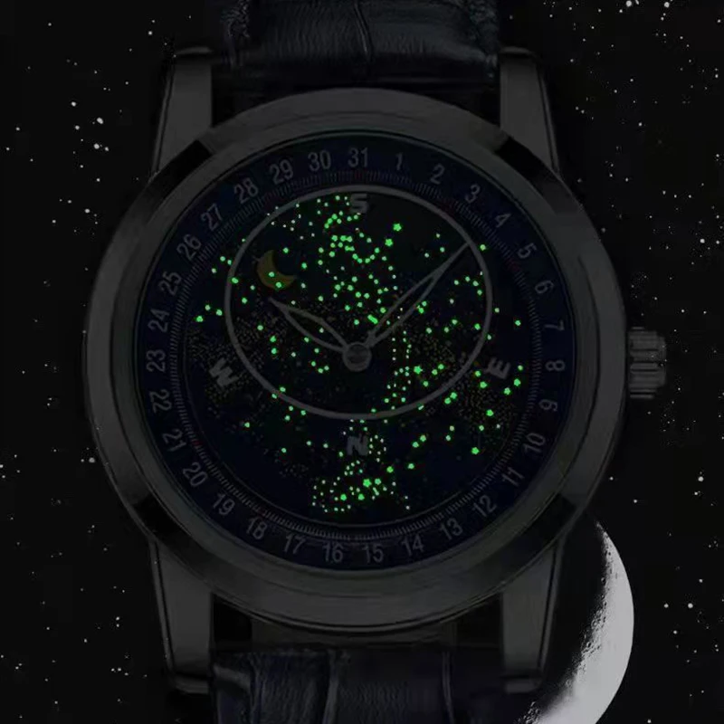 Starry Sky Luminous Men Watches 2022 Creative Dial Luxurious Watch Men Quartz Wrist Watches Stainless Steel Wristwatches relogio images - 6