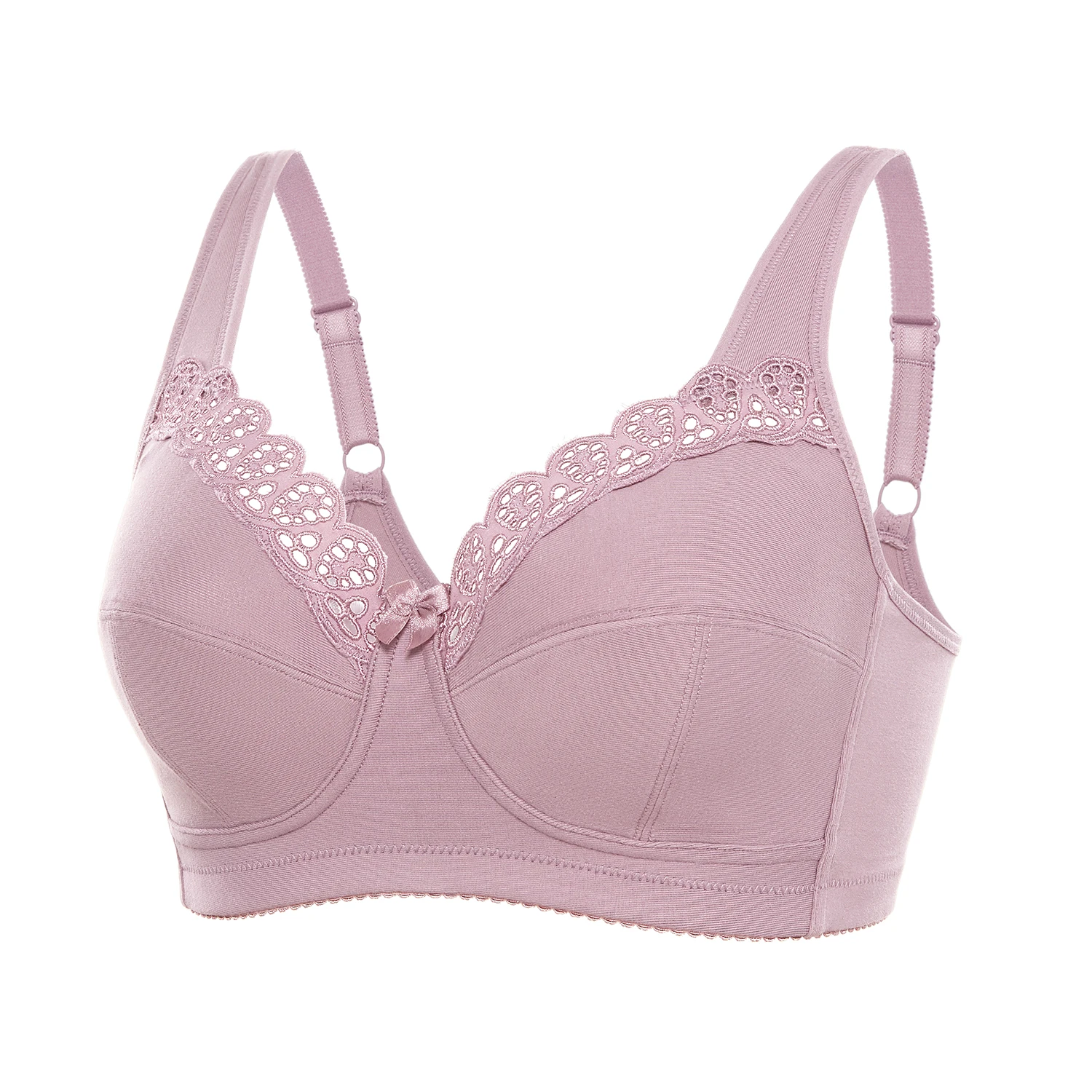 Women's Soft Cotton Plus Size Wirefree Non-Padded Full Coverage Lace Bra