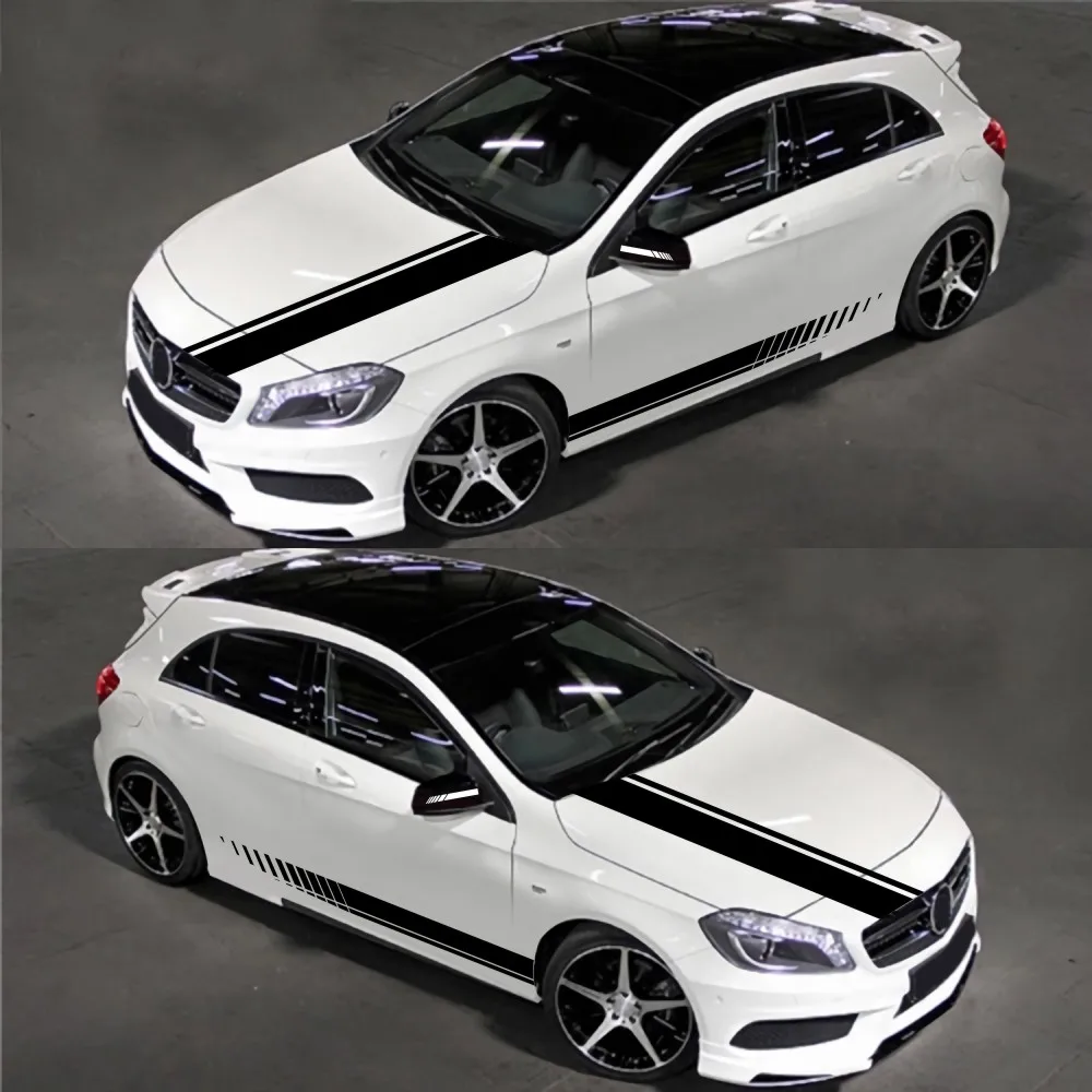 

5PCS Fashion racing stripes car sticker DIY modelling adornment door on both sides of the hood rearview mirror vinyl accessories