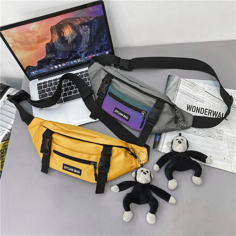 

Нагрудные сумки для женщин и мужчин, сумка через плечо для телефона 2022, трендовая Корейская Светоотражающая модная поясная сумка для студен...