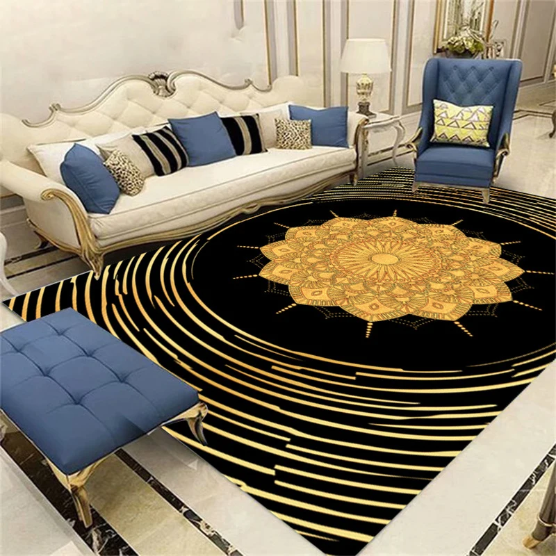

American Style Vintage Floral Floor Mat Bedroom Carpet For Living Room Gold Retro Flower Mat Anti-Slip Bathroom Home Decoration