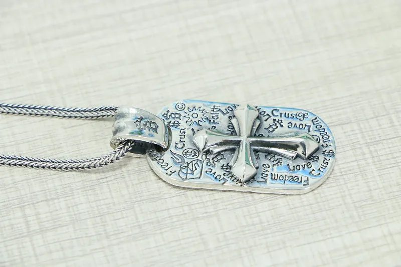 Подвеска в виде креста граффити из стерлингового серебра европейский и