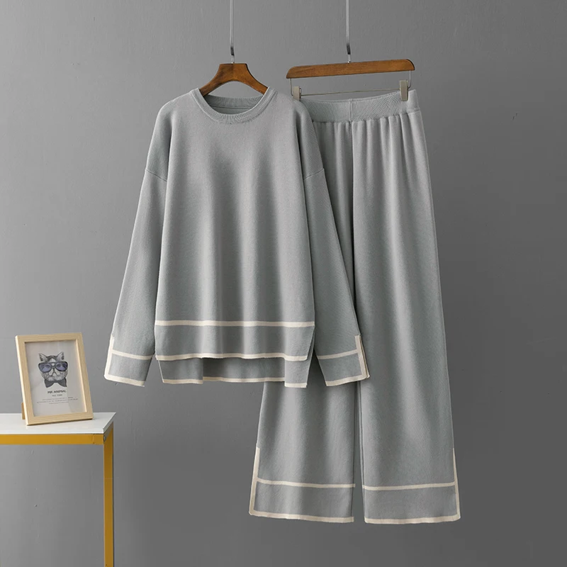 Женский Спортивный Костюм Trikotaj HLBCBG Свитер С Круглым Вырезом И Свободными Прямыми