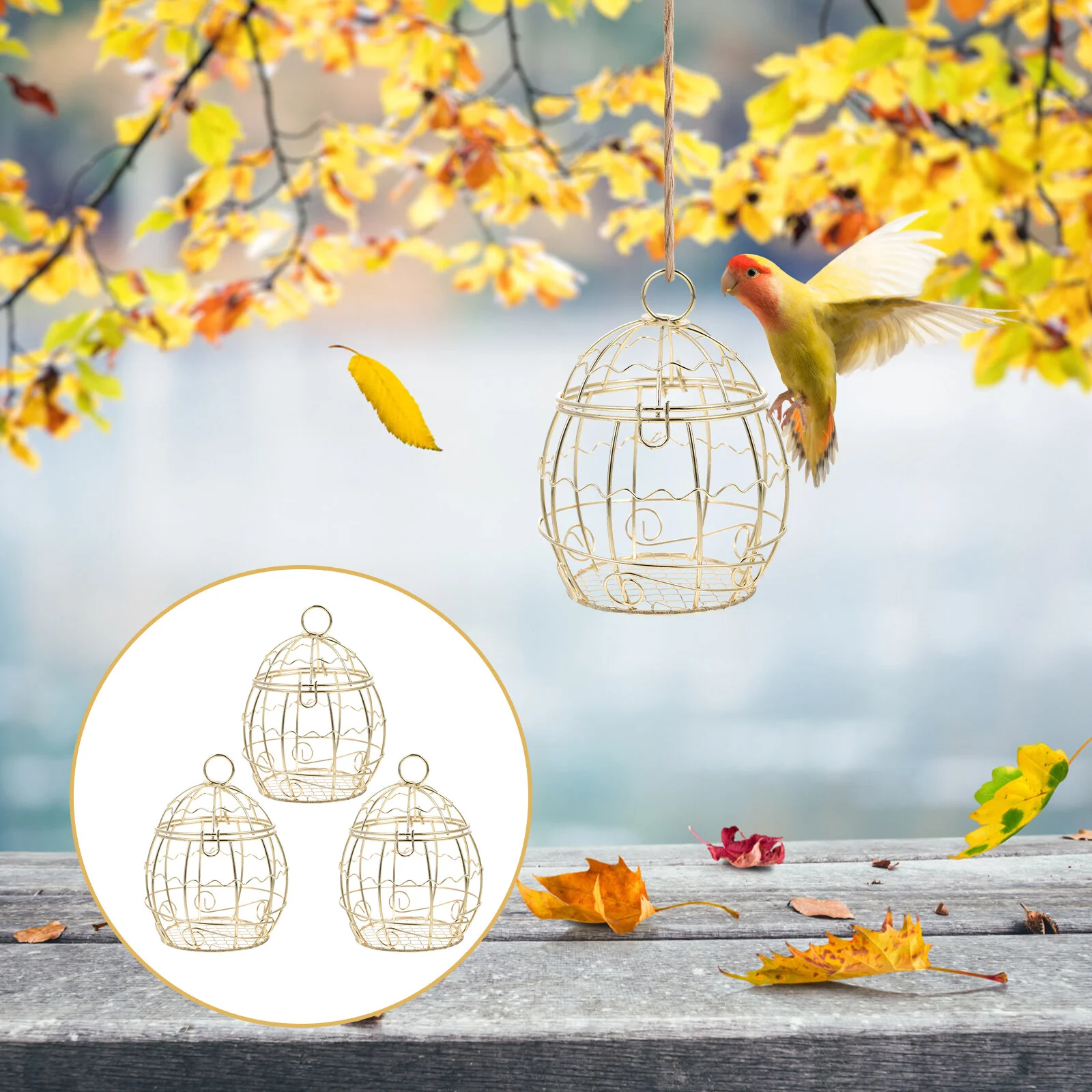 

3 Pcs Sheet Decorative Bird Feeder Hanging Suet Holder Kit The Birds Iron Wire Exquisite Cage
