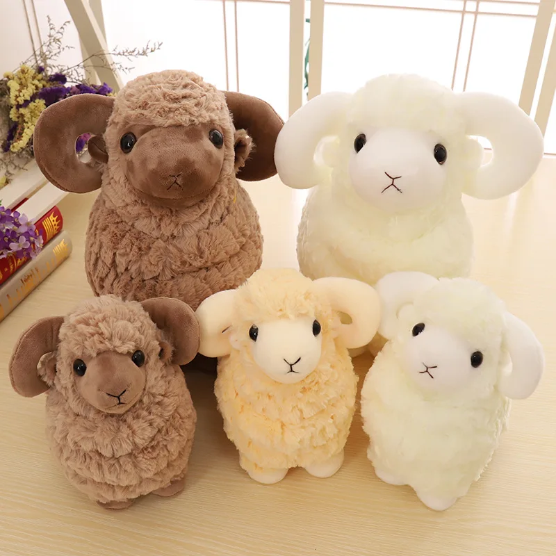 

Lovely Simulation 3D Aries Plush Toys Stuffed Sheep Soft Doll Real Life Plush Sheep Toys For Children Baby Kids Gift