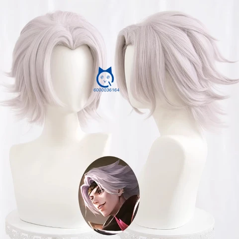 Honor of Kings Аниме Яо Лидер продаж Косплей Розовый Серебристый Короткий парик 32 см