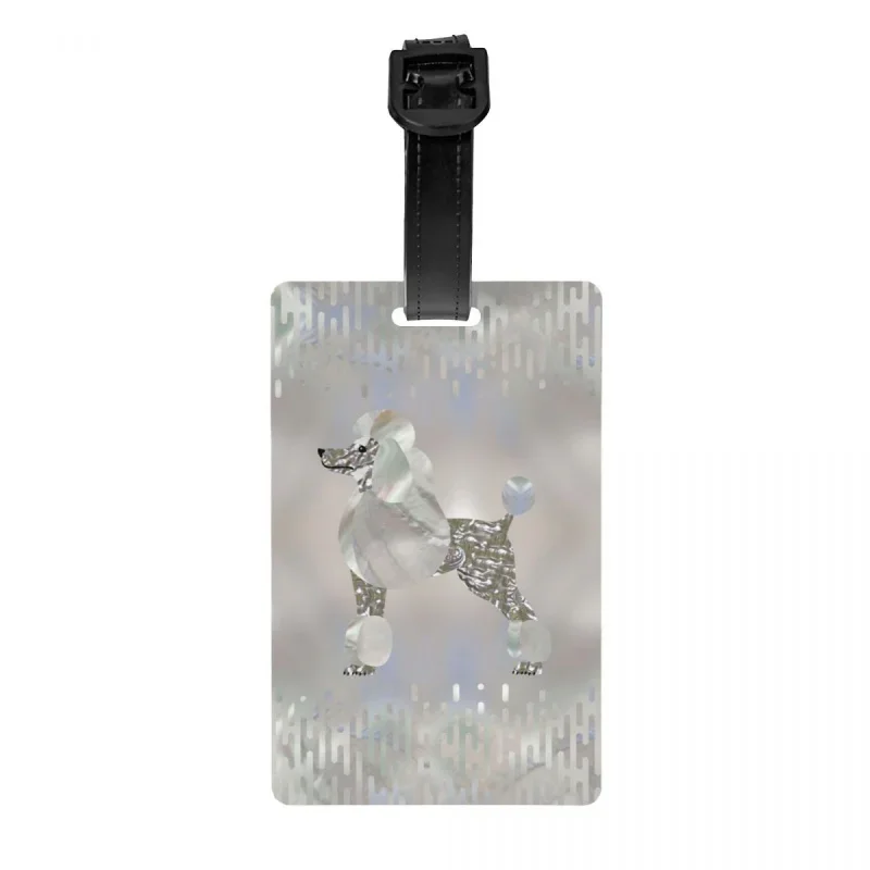 

Custom Luxury Pearl And Abalone Poodle Dog Luggage Tag Privacy Protection Pudel Caniche Baggage Tags Travel Bag Labels Suitcase