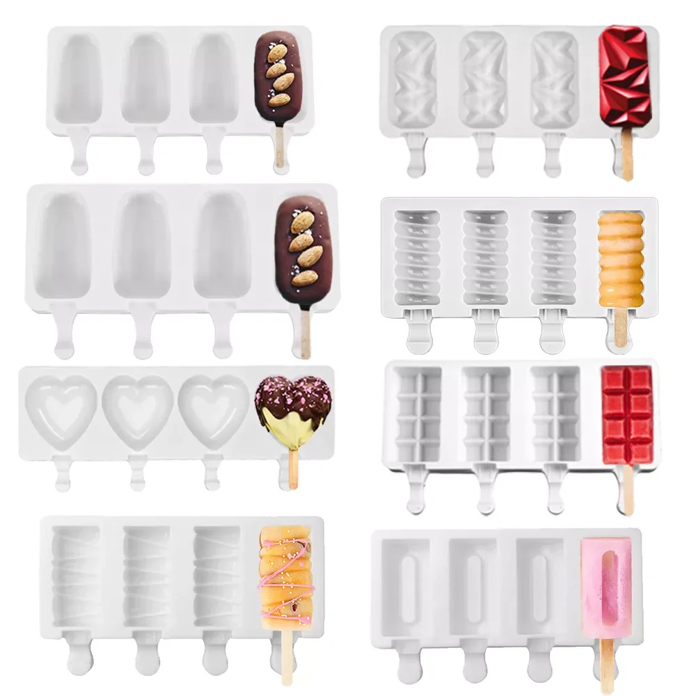 

NEW2023 3D DIY Silicone Ice Cream Mold Handmade Eco-Friendly Popsicle Mold Mousse Dessert Freezer Juice Ice Cube Tray Barrel Mak