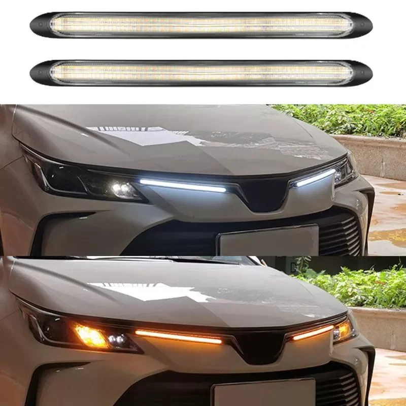 

2pcs Universal Car LED Daytime Running Light Waterproof Headlight Strip Flow Turn Signal DRL Light