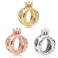 hot sale silver color charm bead simple o shaped crown beads for original pandora charm bracelets bangles jewelry