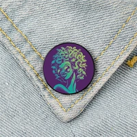 funky medusa pattern printed pin custom funny brooches shirt lapel bag cute badge cartoon enamel pins for lover girl friends