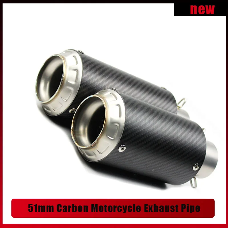 

51mm Universal Motorcycle Exhaust Pipe Muffler Real Carbon Fiber GP Racing Project Exhaust escape moto scooter