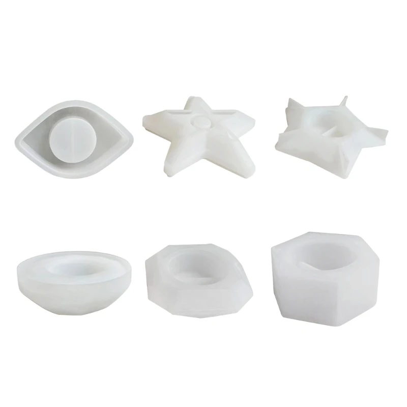 

Star Eyes Hexagonal Candlestick Silicone Mold Candle Holder Plaster Drip Mirror Mould Silicone Molds for Epoxy Resin