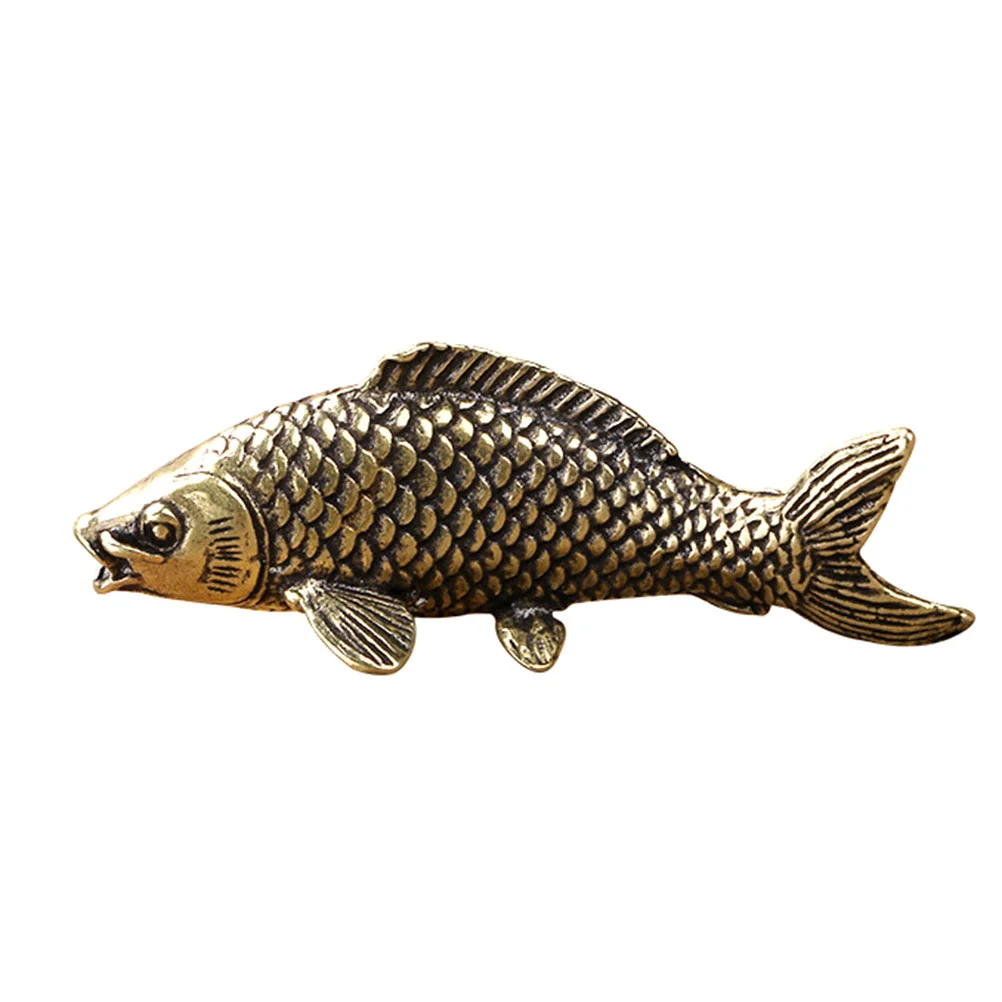 

Fish Carp Statue Figurine Retro Vintage Tabletop Copper Figure Shui Feng Figurinessculpture Underwater Animal Miniature Fake