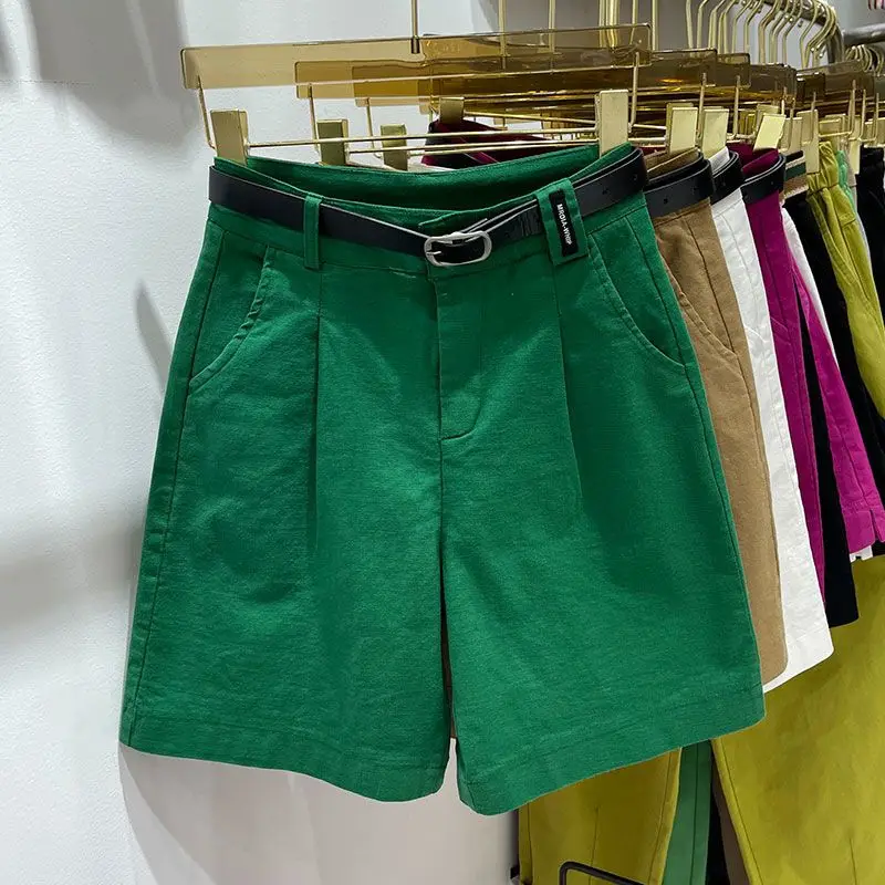 Шорты женские однотонные с высокой талией модные Универсальные повседневные