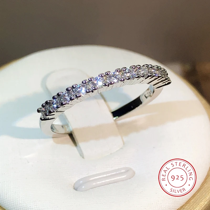 

Роскошное женское кольцо из серебра 925 пробы с фианитом, однорядное кольцо, модное женское Обручальное кольцо обещания серебряного цвета для