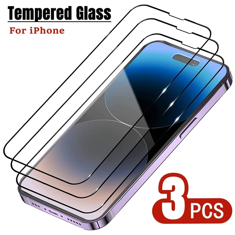 

3Pcs Tempered Glass For IPhone 13 12 Mini 11 Pro Max Screen Protector for IPhone 14 Pro Max X XR XS Max 14 Plus Protective Glass