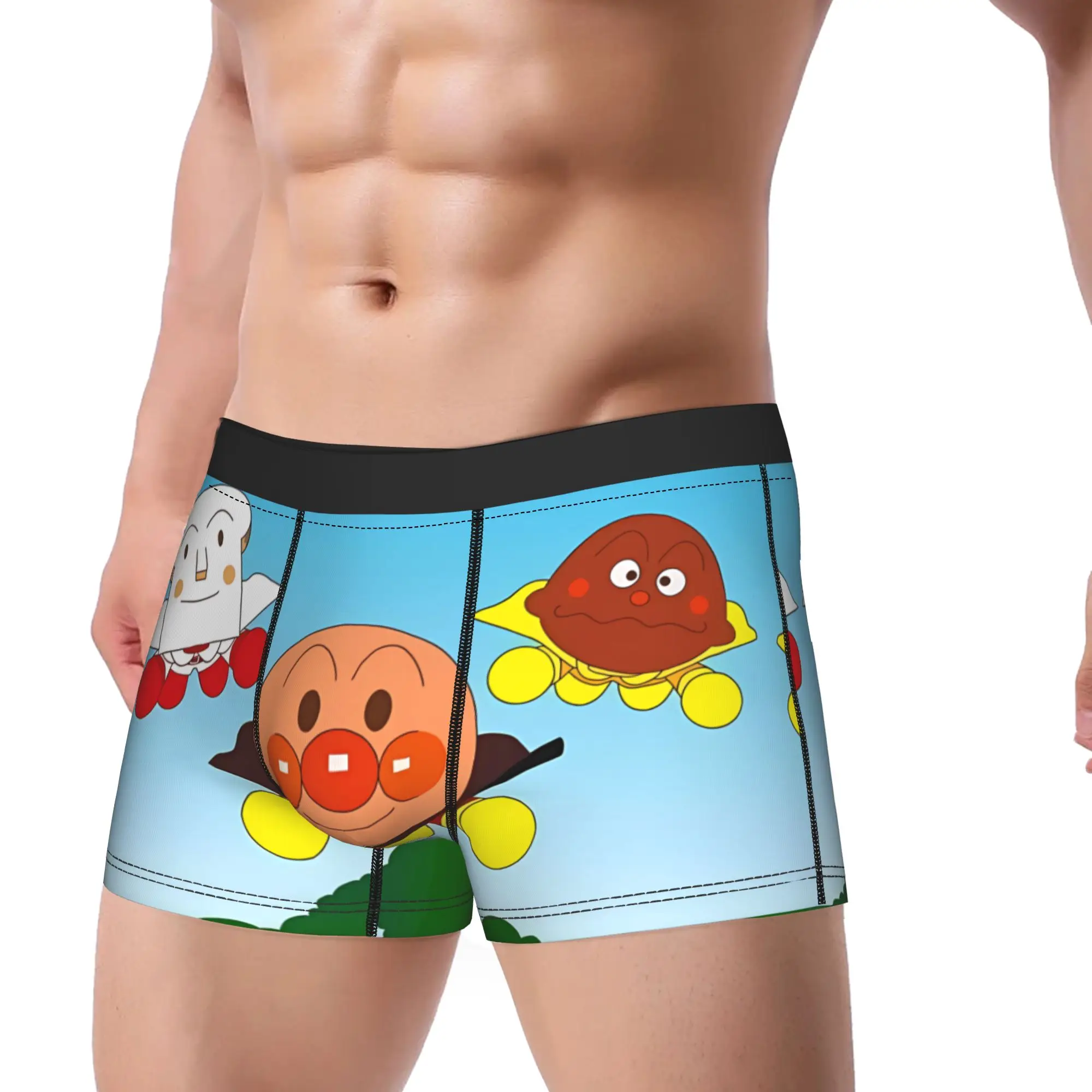 Фото Мужские трусы-боксеры Anpanman с японским комиксным принтом, мягкие, модные, больших размеров, хит продаж №2