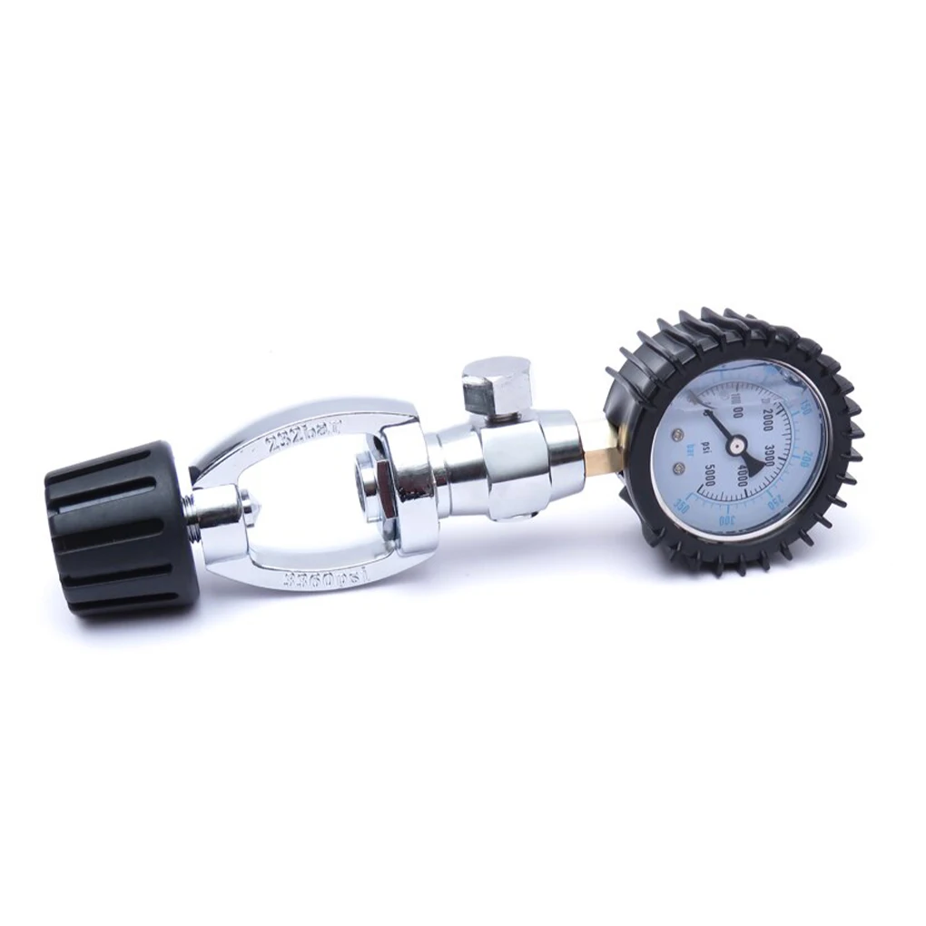 Diving Cylinder Pressure Check Meter Dual Graduations Water Sports Shock Proof Release Valve Regulator 0-350 Bar Gauge