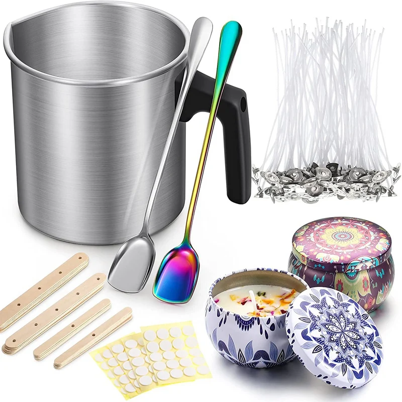 

Candle Making Kit,Candle Making Pouring Pot,Candle Containers Candle Wicks,Candle Wicks Holder For DIY Candles Making