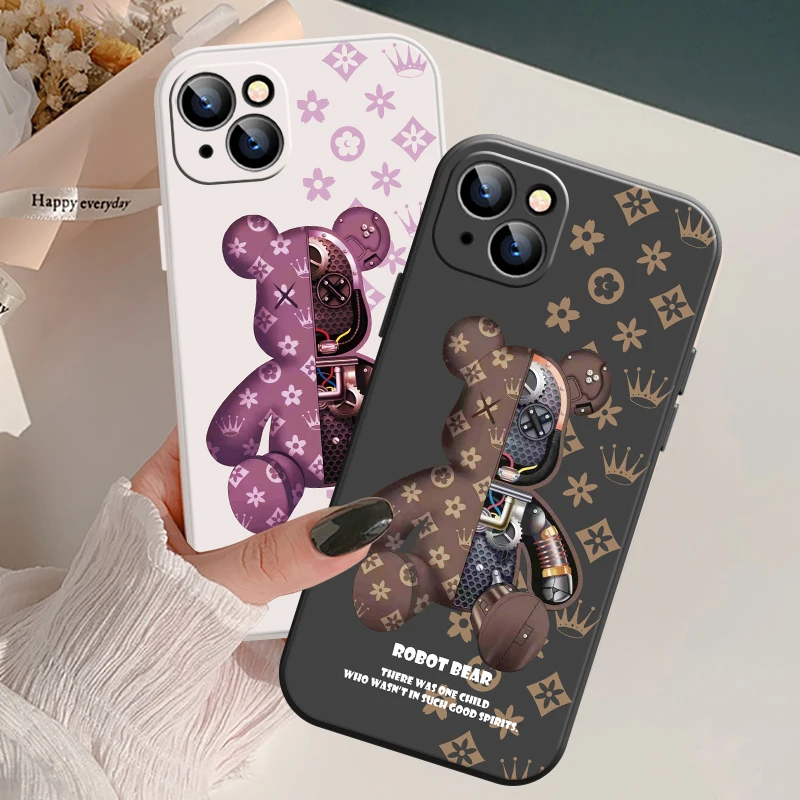 

Phone Case For iPhone 11 12 Pro MAX Mini 13 Pro MAX 6 6S 7 8 Plus X XS MAX XR SE 2020 Luxury Mechanical Bear TPU Silicone Cover