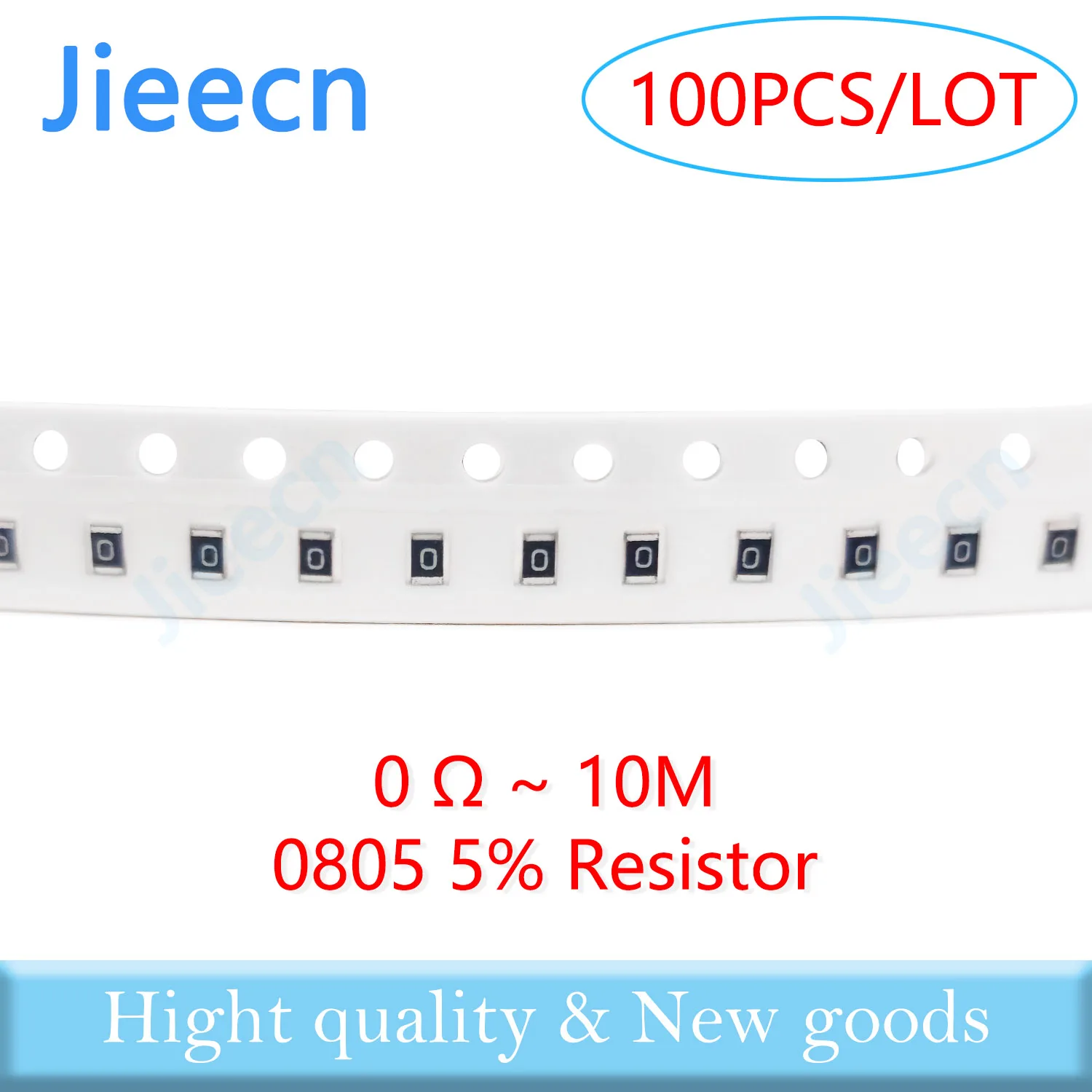 Jieecn 100 шт. 0805 J 5% резистор SMD 0R-10M 1/8W 0 1 10 150 220 330 Ом 1K 2.2K 4.7K 10K 100K 1R 10R 100R 150R 220R 2012