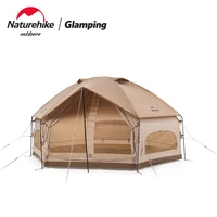 naturehike mg tent hexagonal tent waterproof large space camping tent multi window design 3 4 people tent camping yurt big tent