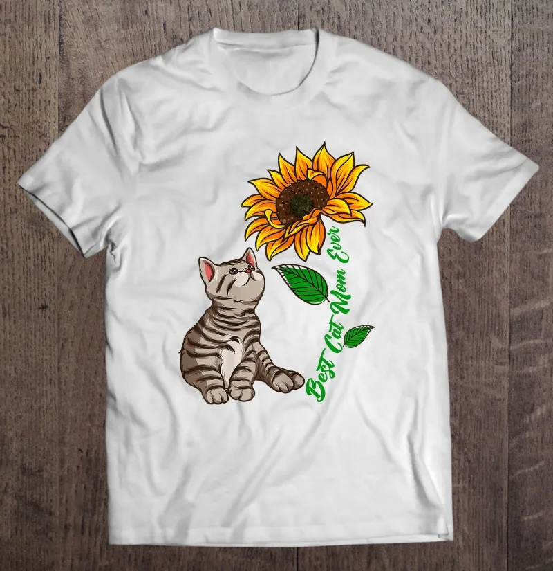 

Best Cat Mom Ever Sunflower Mothers Day For Cat Lover T-Shirt T-Shirt Men'S Clothing Harajuku Clothing Men T-Shirt Shirts Tops
