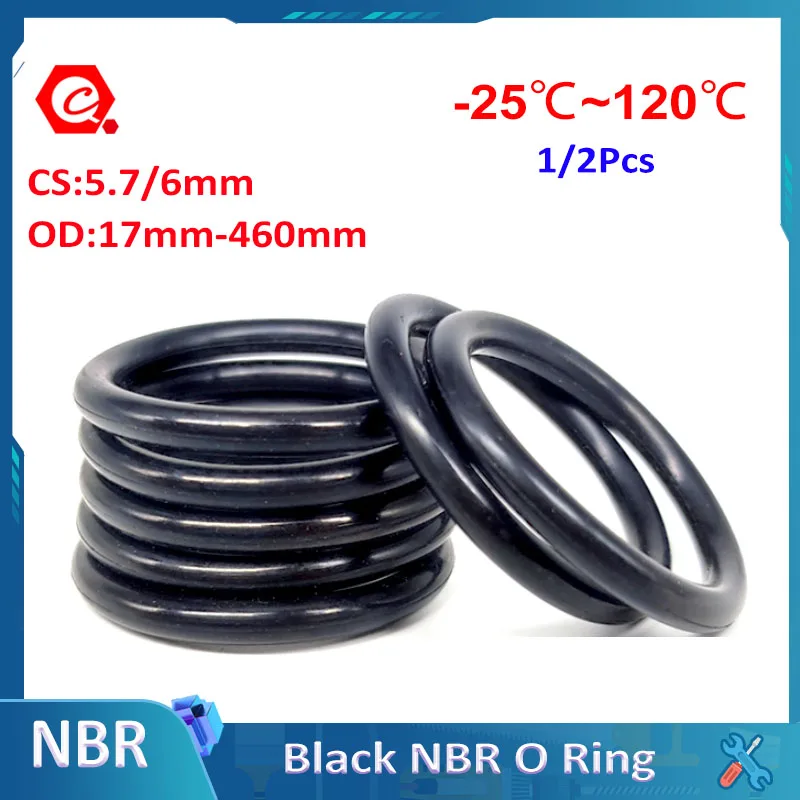 

1/2Pcs CS5.7/6mm Nitrile Butadiene Rubber O Ring NBR Sealing Ring Repair Skeleton Oil Seal Gasket Seal Washer OD 17mm-460mm