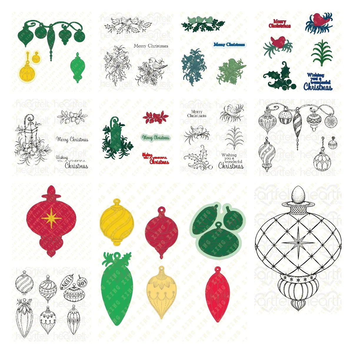 

Large Holiday Ornament Metal Cutting Dies Clear Stamps for DIY Scrapbook Paper Craft Handmade Card Album Punch Art Cutter