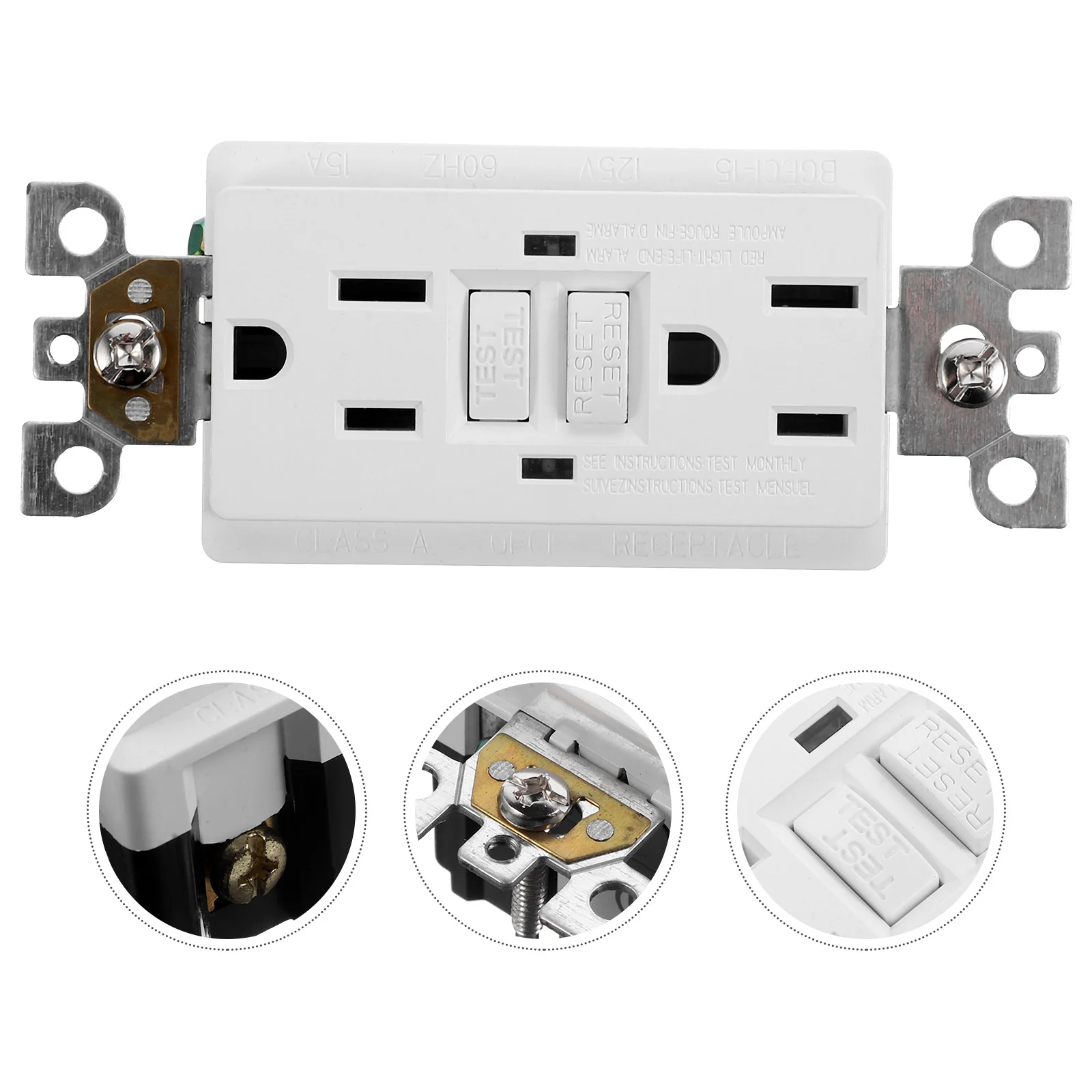 

GFCI Outlet Ground Fault Household Receptacle Electric Outlet 15A Electrical Outlet (US Standard)