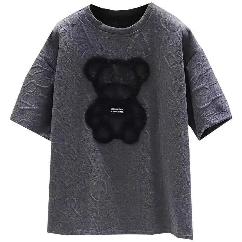 Boys' and girls' clothes 2022 summer new medium and large children's loose short sleeve western student fashion T-shirt