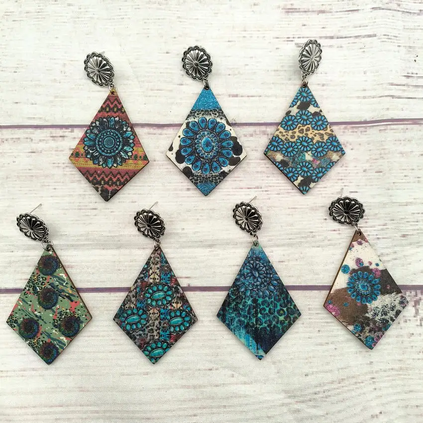 Женские серьги из воловьей кожи с леопардовым принтом