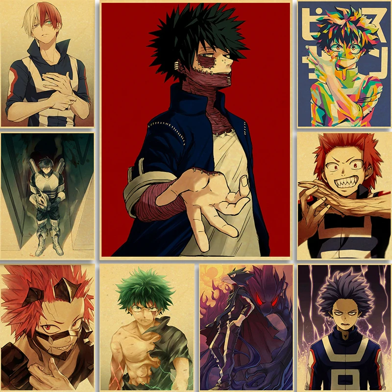 

My Hero Academia Series Vintage Poster High Quality Wall Sticker Canvas Painting Material for Decorating Living Room Bedroom