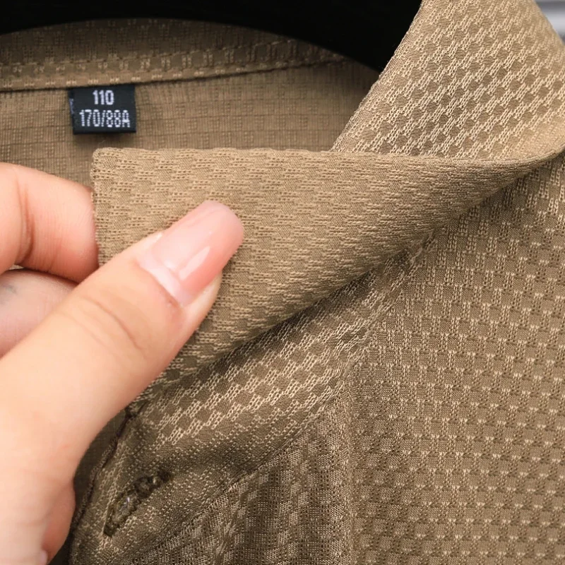 Мужская рубашка поло с коротким рукавом модный жаккардовый лацкан летний