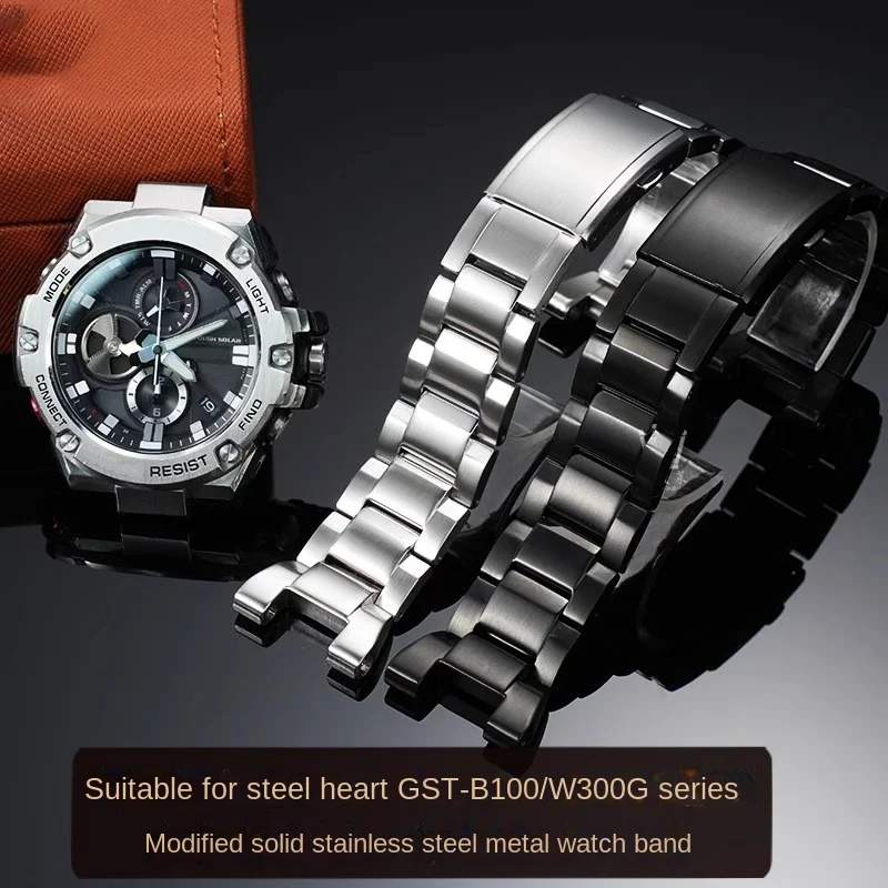 Фото GST-B100 Ремешок для часов из нержавеющей стали для Casio G-Shock Ремешок для часов GST-210/W120L/S130L/S310 GST-W300 GST-400G S100D/S110D Браслет №1