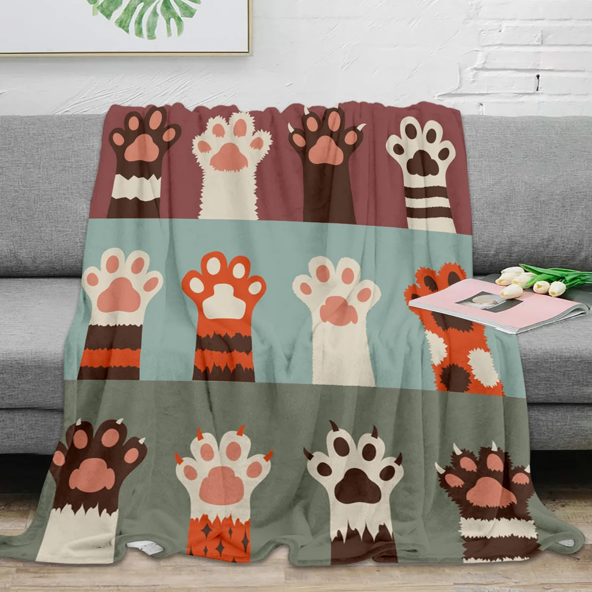 

Кошачья лапа Животное мультфильм плед одеяло теплое микрофибра фланелевое одеяло для спальни Декор одеяло для кровати
