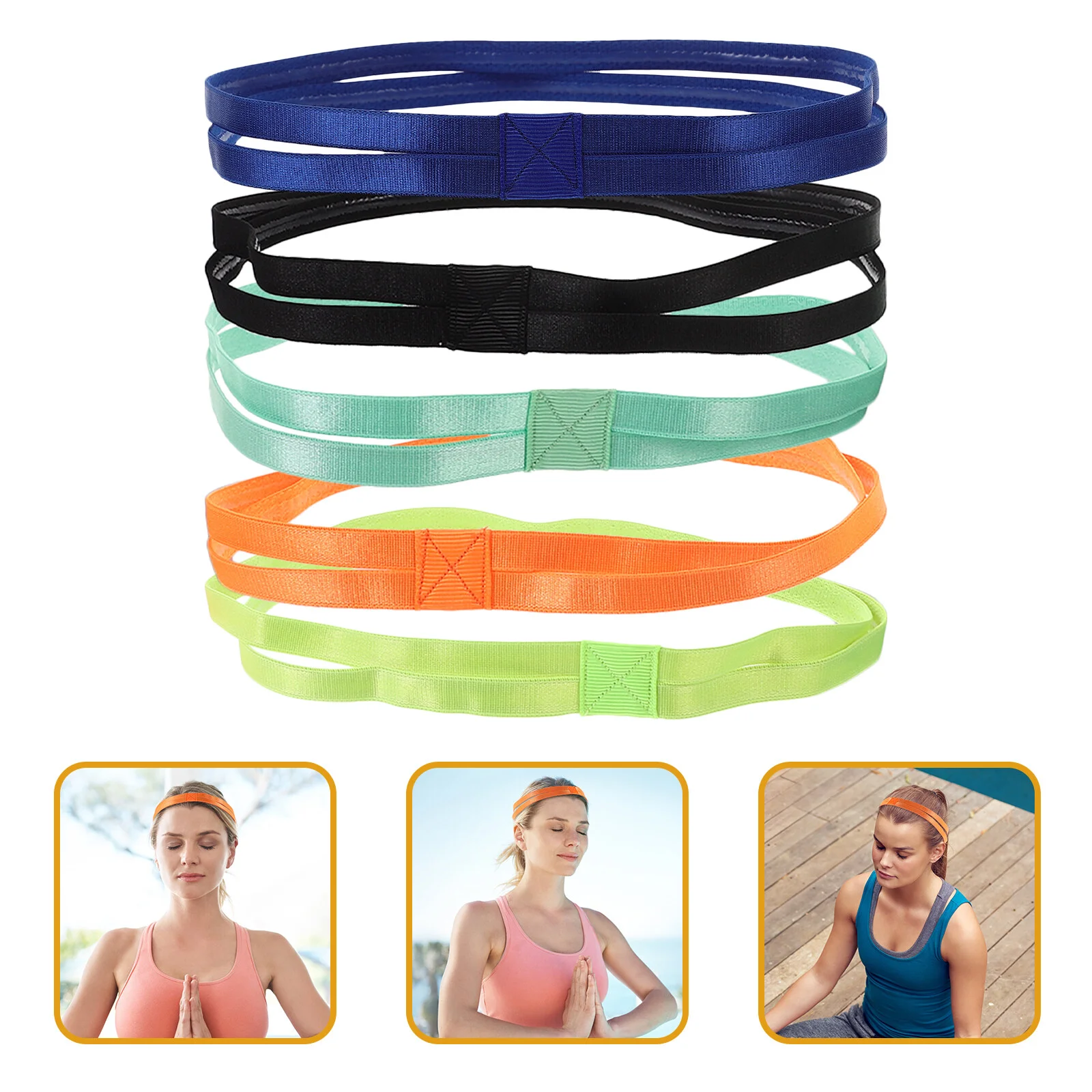

5 Pcs Cloth Supple Hair Bands Athletic Headband Women Elastic Anti-slip Sweatbands European American Portable Yoga Headbands