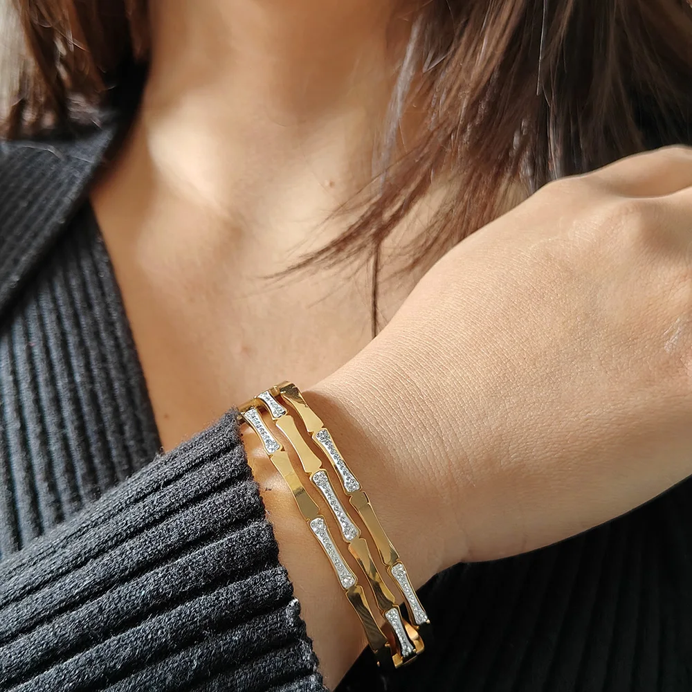 Оригинальный дизайн браслет из нержавеющей стали с золотым покрытием и водяным