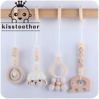 kissteether new baby products cartoon animal head knitted pendant four piece set of childrens early education beech rattle toy