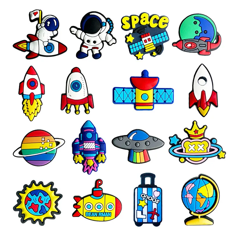 16pcs/set Space Series Shoe Charms Accessories Shoes Buckle Decoration for Croc Charms Jibz Kids Party Xmas Gifts