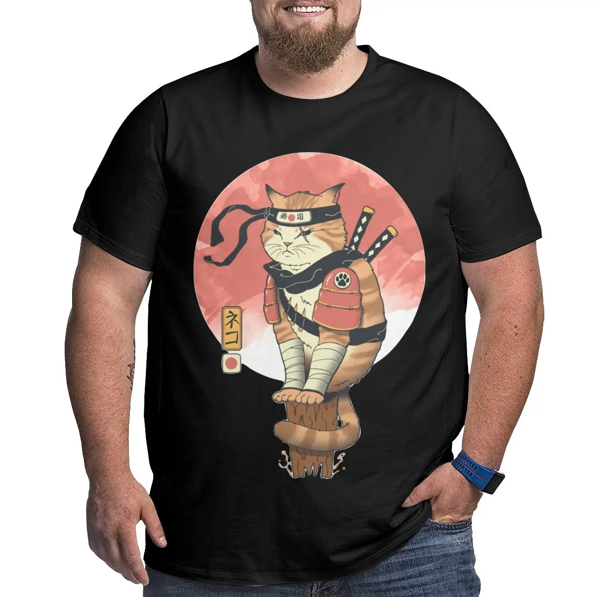

Shinobi Cat 100% Cotton Casual O Neck Catana Cats Samurai Tattoo Yakuza Katana Japanese Plus Size 4XL 5XL 6XL T-Shirt