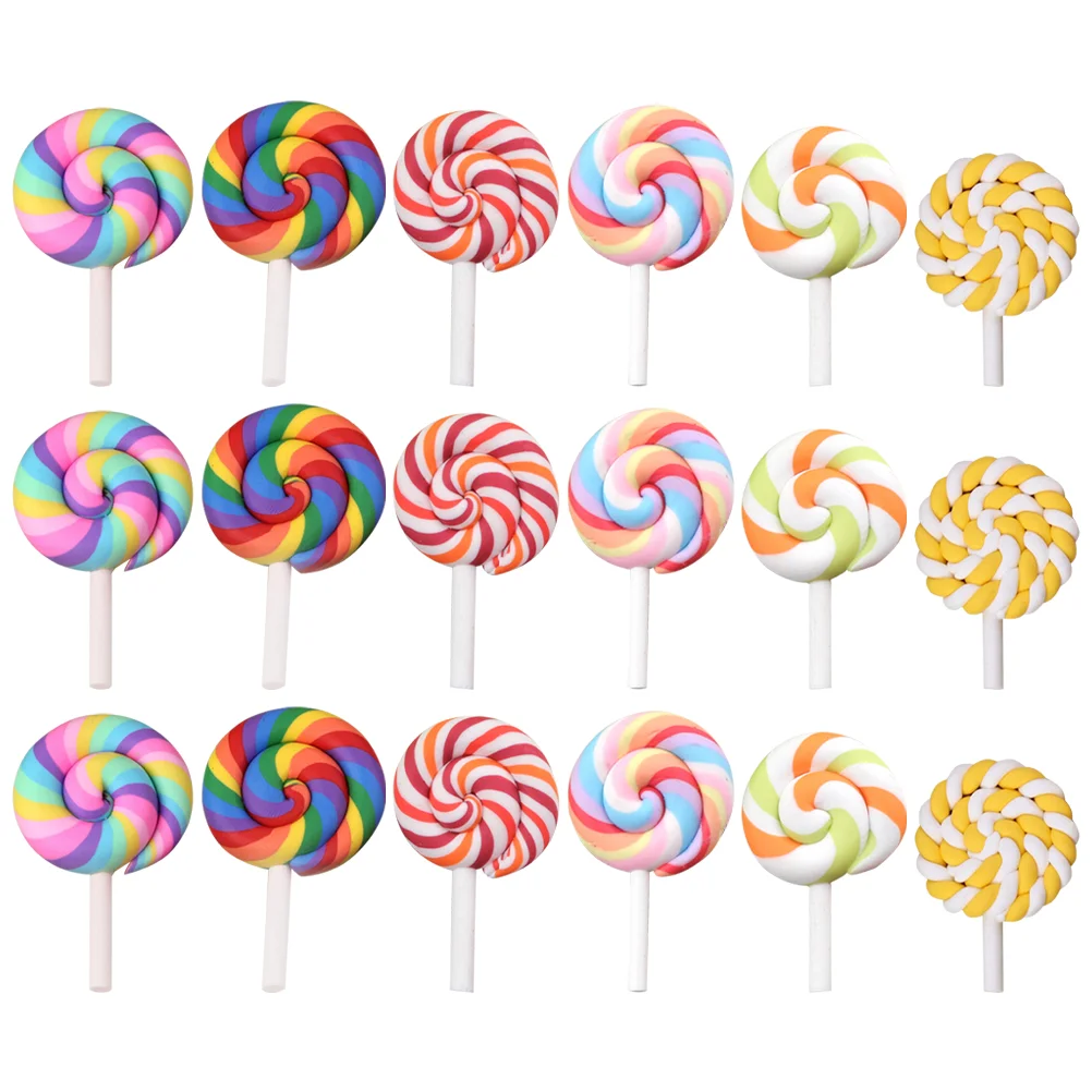 

Lollipop Rainbow Clay Swirl Miniature Candy Sugar Lolly Decor Pendant Simulation Charms Cupcake Polymer Prop Swir Toppers Fake